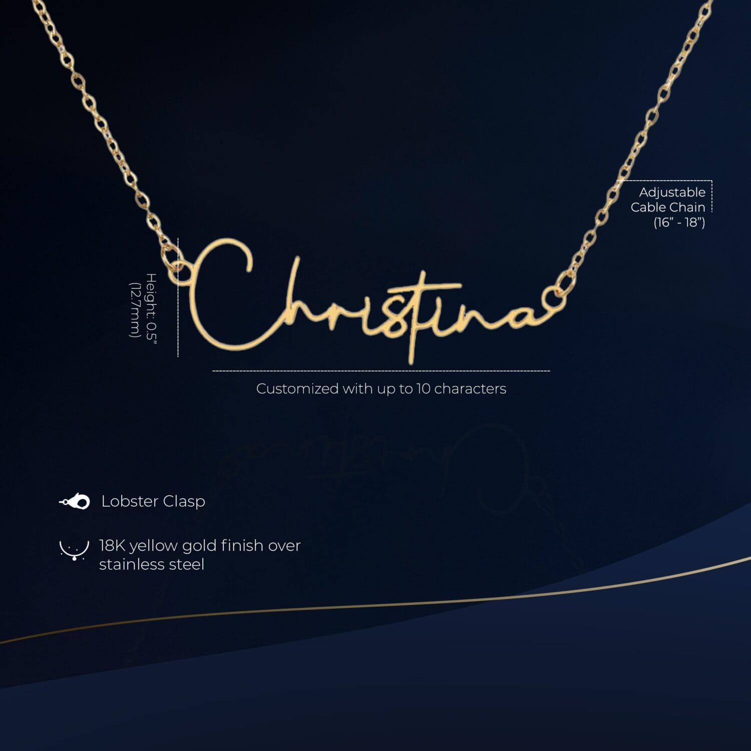 Alternative view of Princesa Birthday Signature Name Gold Necklace Elegant Gift