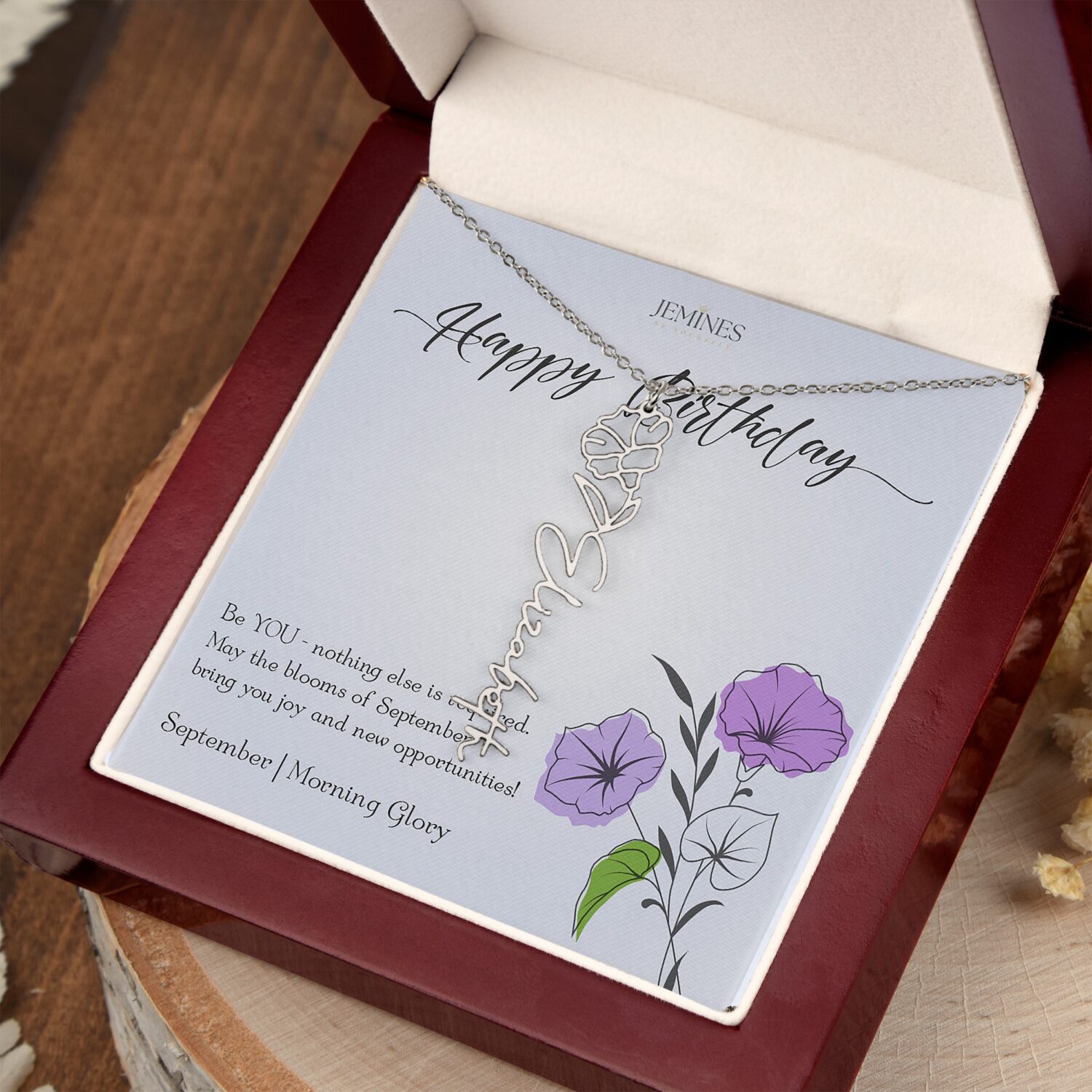 Alternative view of September Birth Flower Necklace Custom Elegant Gift
