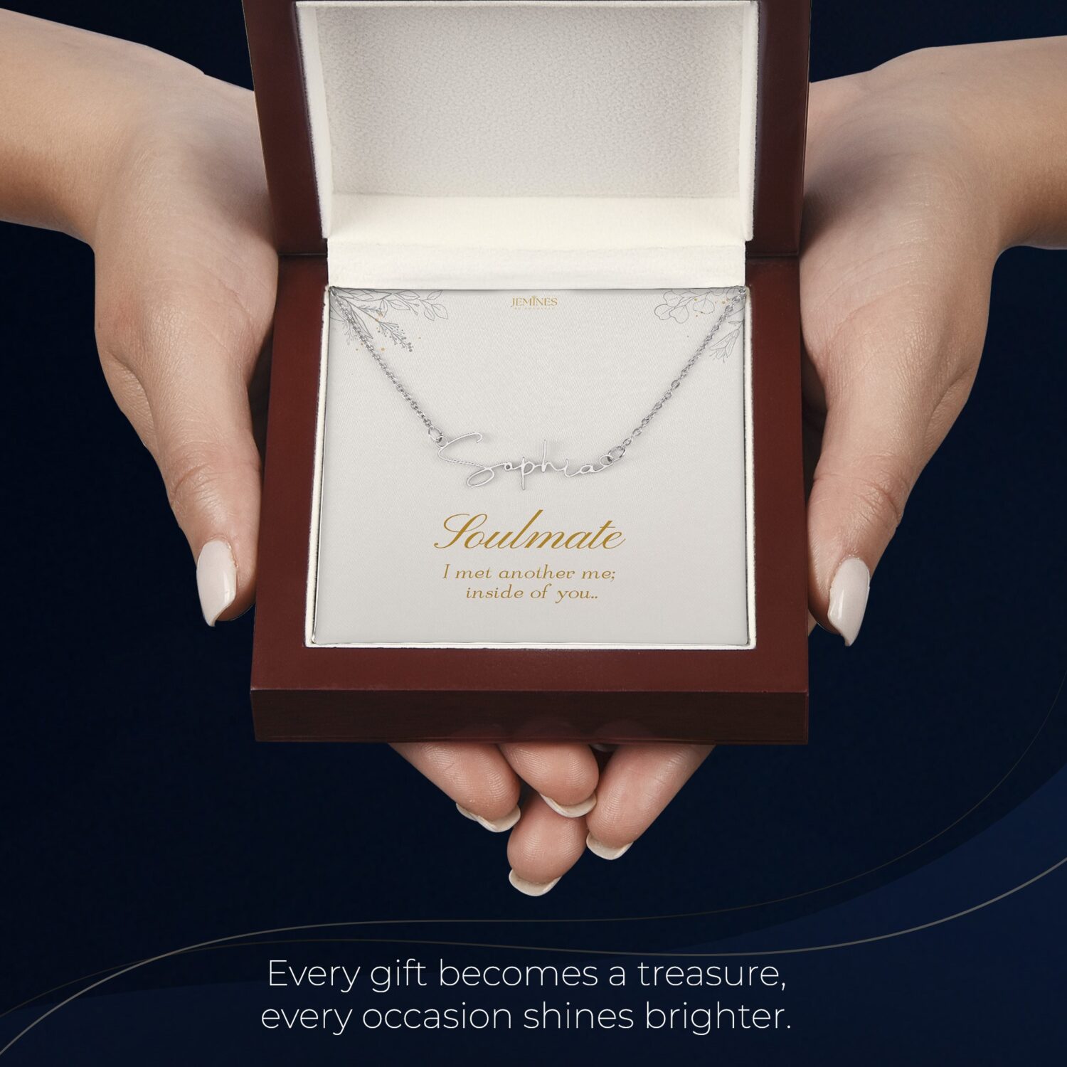 Soulmate Custom Signature Name Necklace Gift - JEMINES