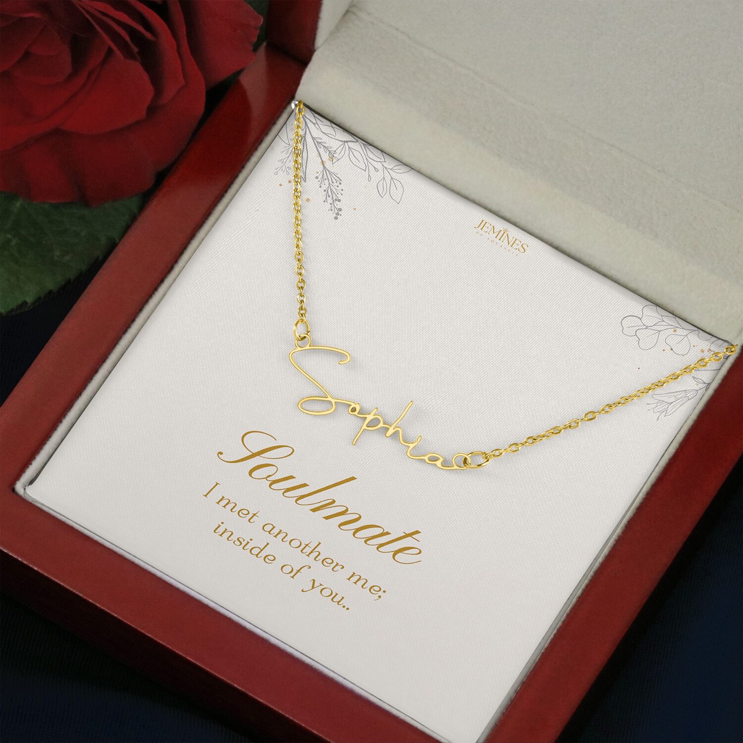 Soulmate Signature Name Gold Necklace Elegant Gift - JEMINES