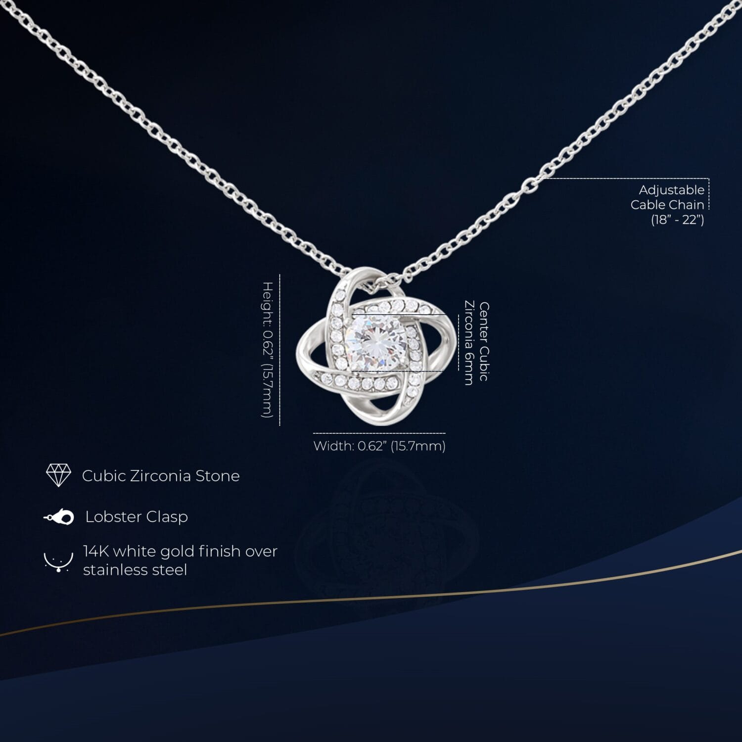 Alternative view of Sympathy Love Knot Necklace Elegant Memorial Gift