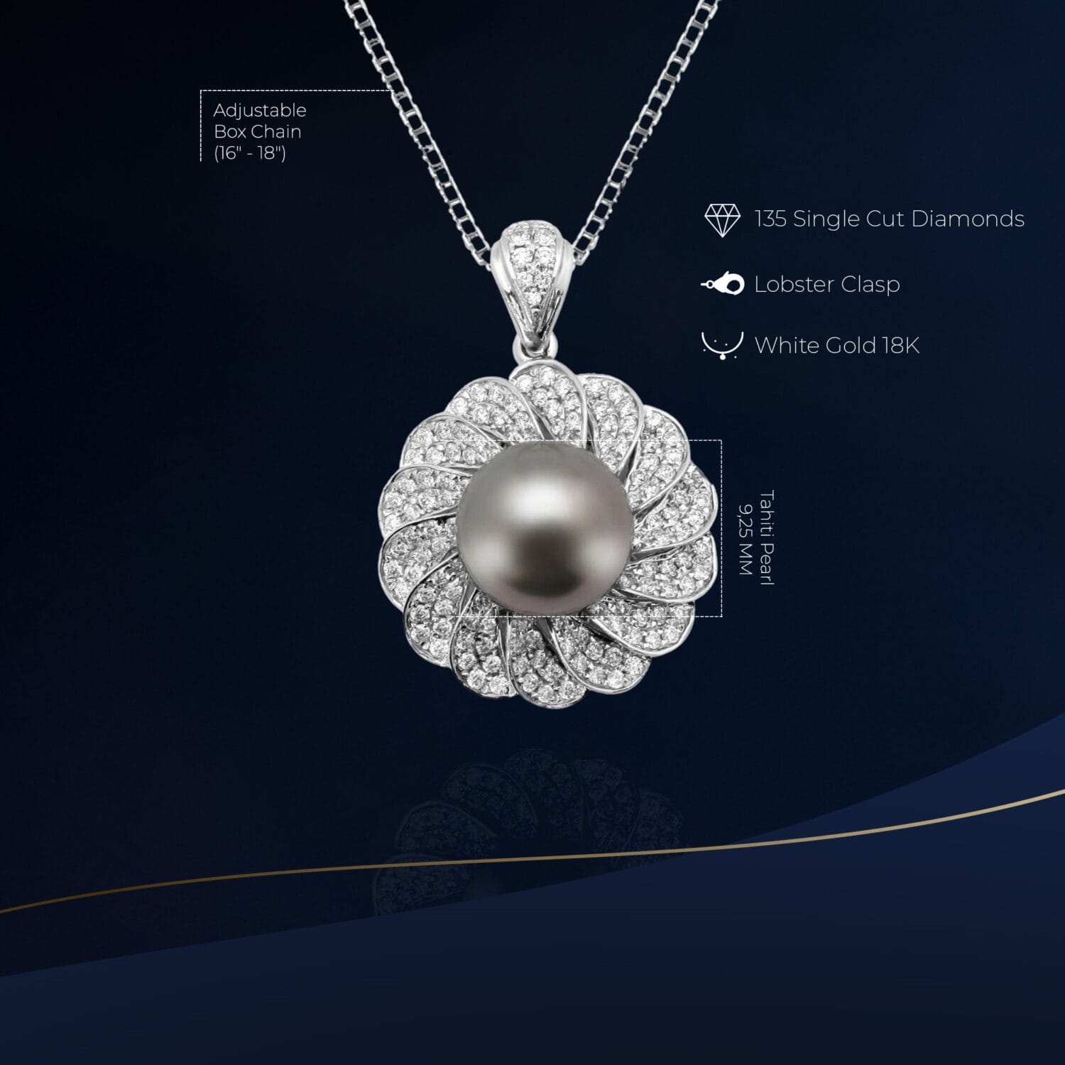 Alternative view of Tahitian Black Pearl Necklace Elegant Gift
