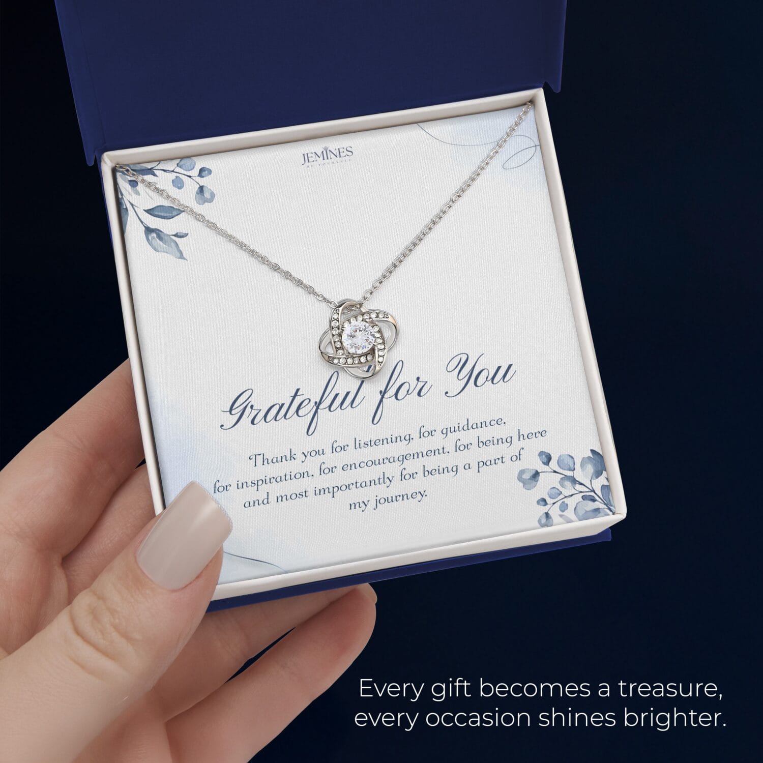 Thank You Love Knot Necklace Elegant Gift - JEMINES