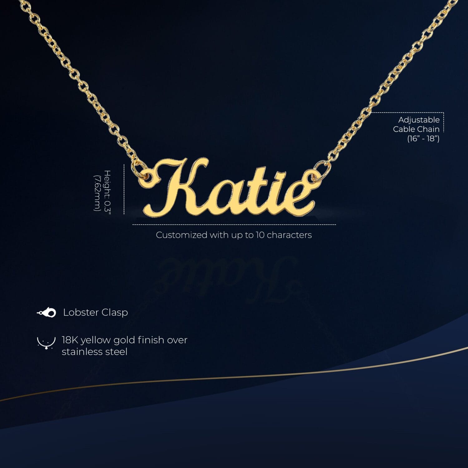 Alternative view of Wife Custom Name Gold Necklace Elegant Gift