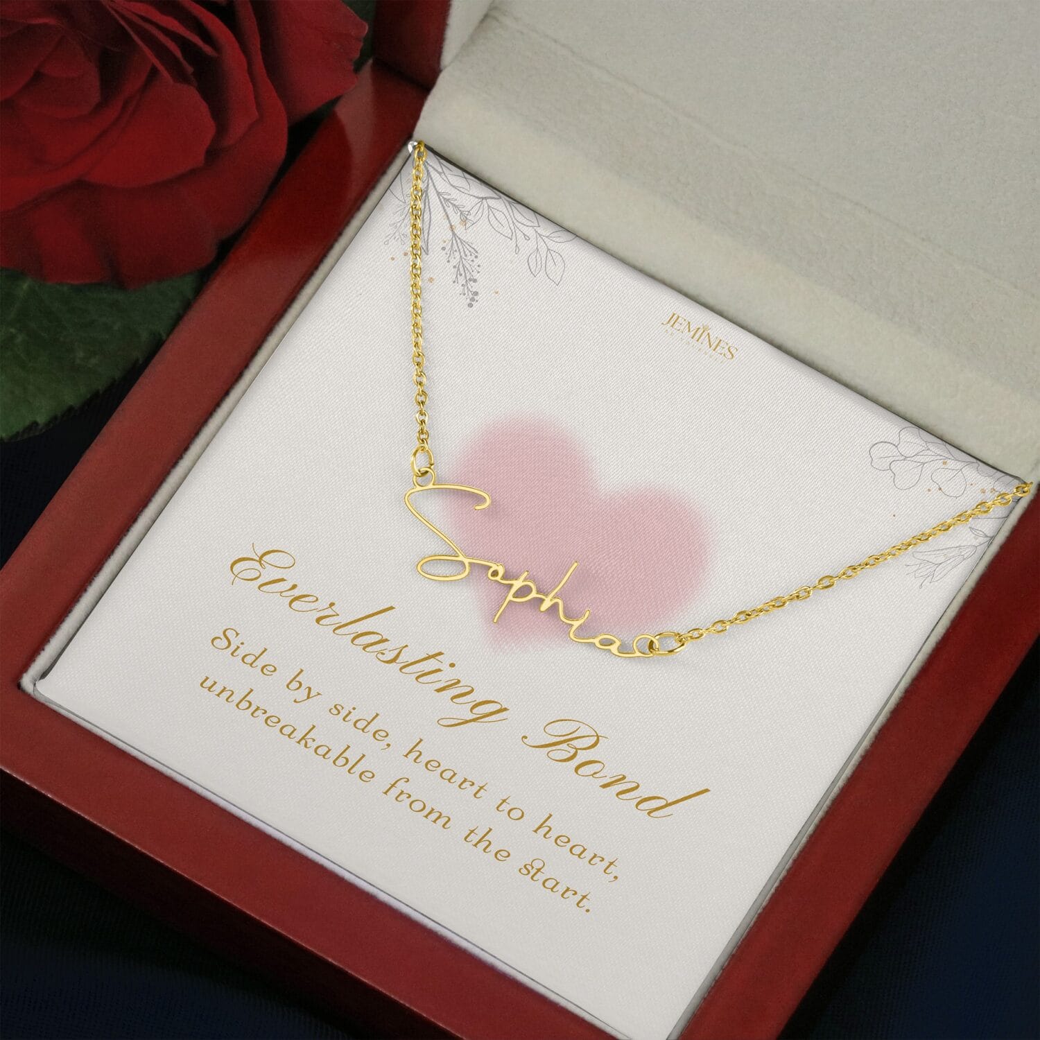 Wife Signature Name Gold Necklace Elegant Gift - JEMINES