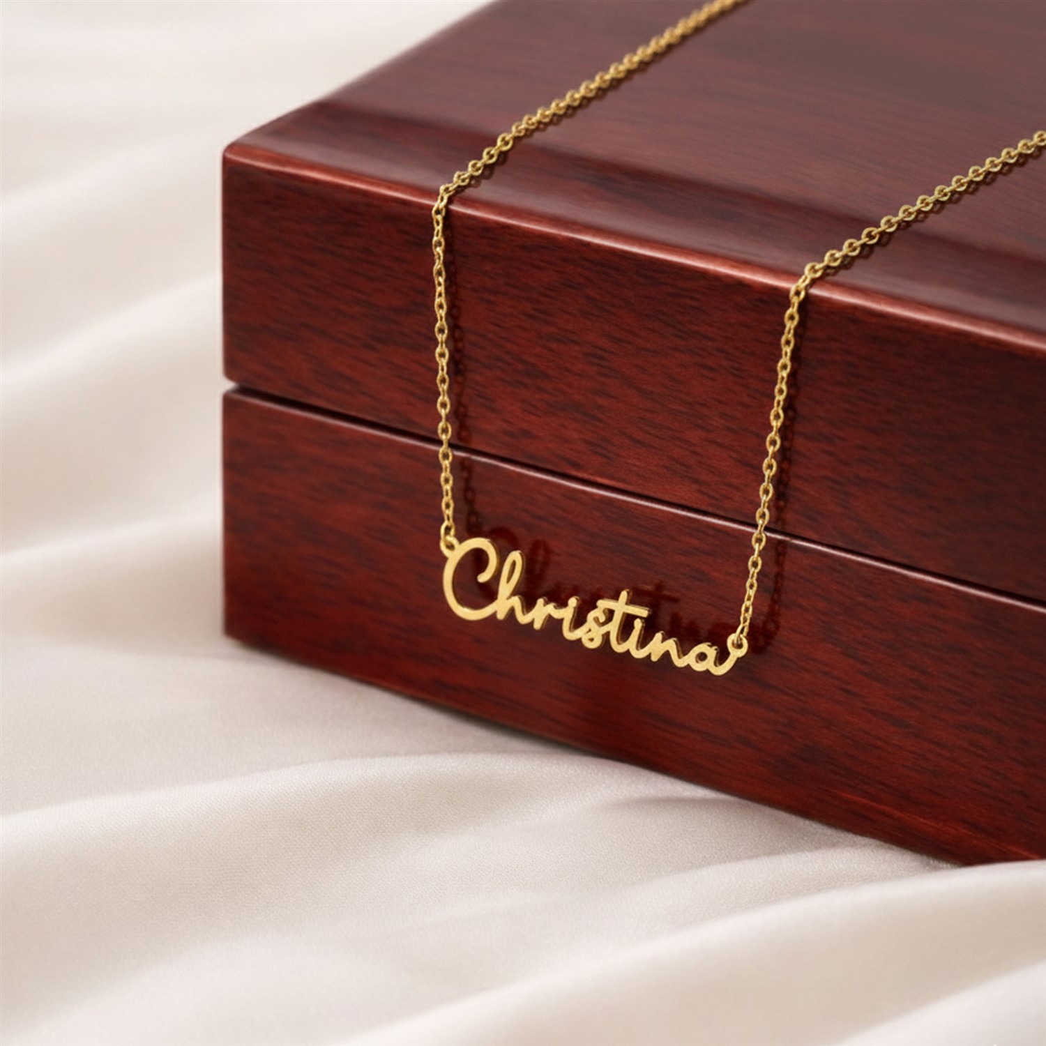 Custom Signature Name Gold Necklace with Meaningful Message Card Gifts