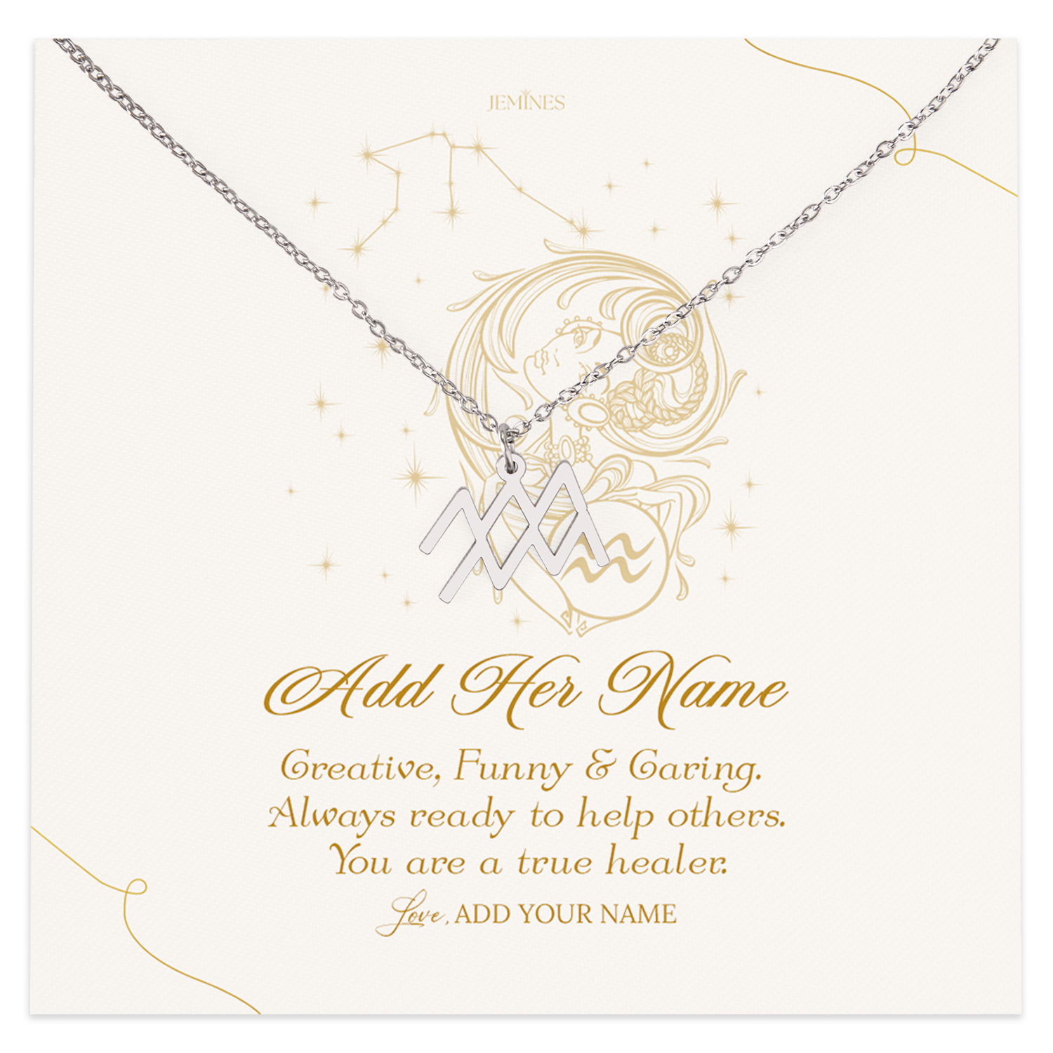 Aquarius Zodiac Necklace Personalized Gifts
