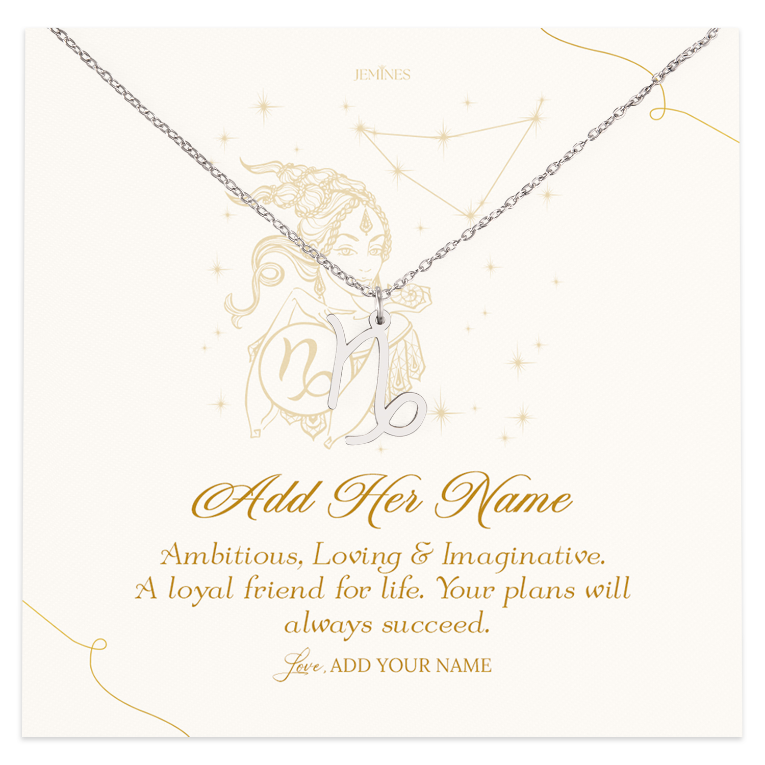 Capricorn Zodiac Necklace Personalized Gifts