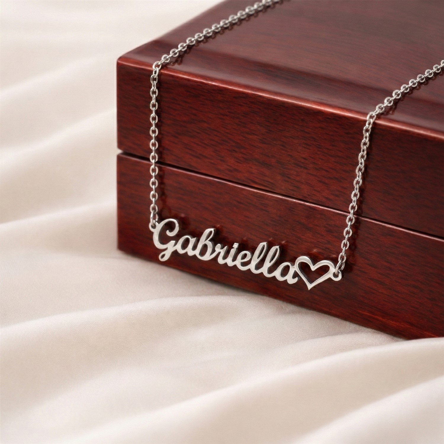 Custom Heart Name Necklace with Meaningful Message Card Gifts