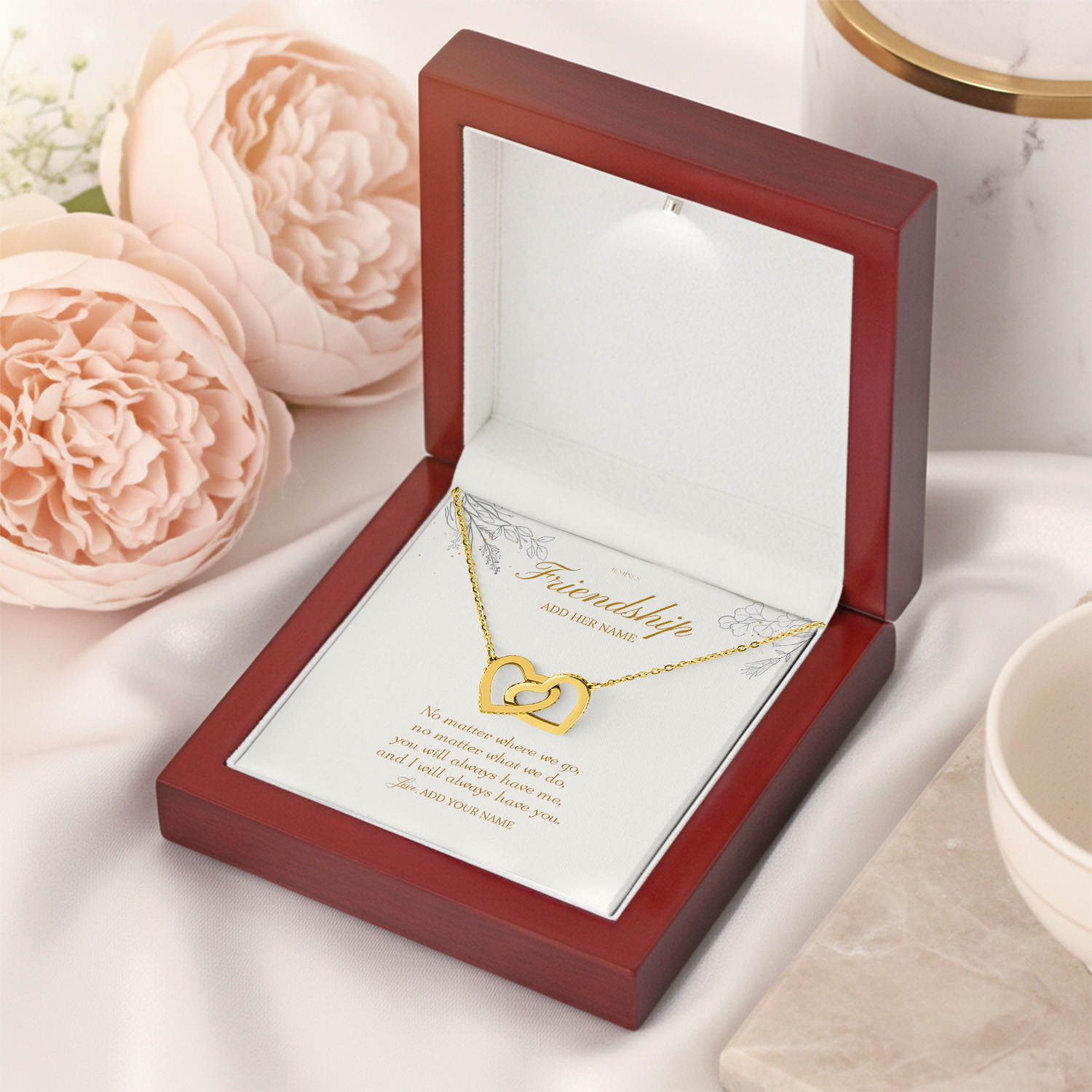 Alternative view of Friendship Necklace Personalized Distance Gifts