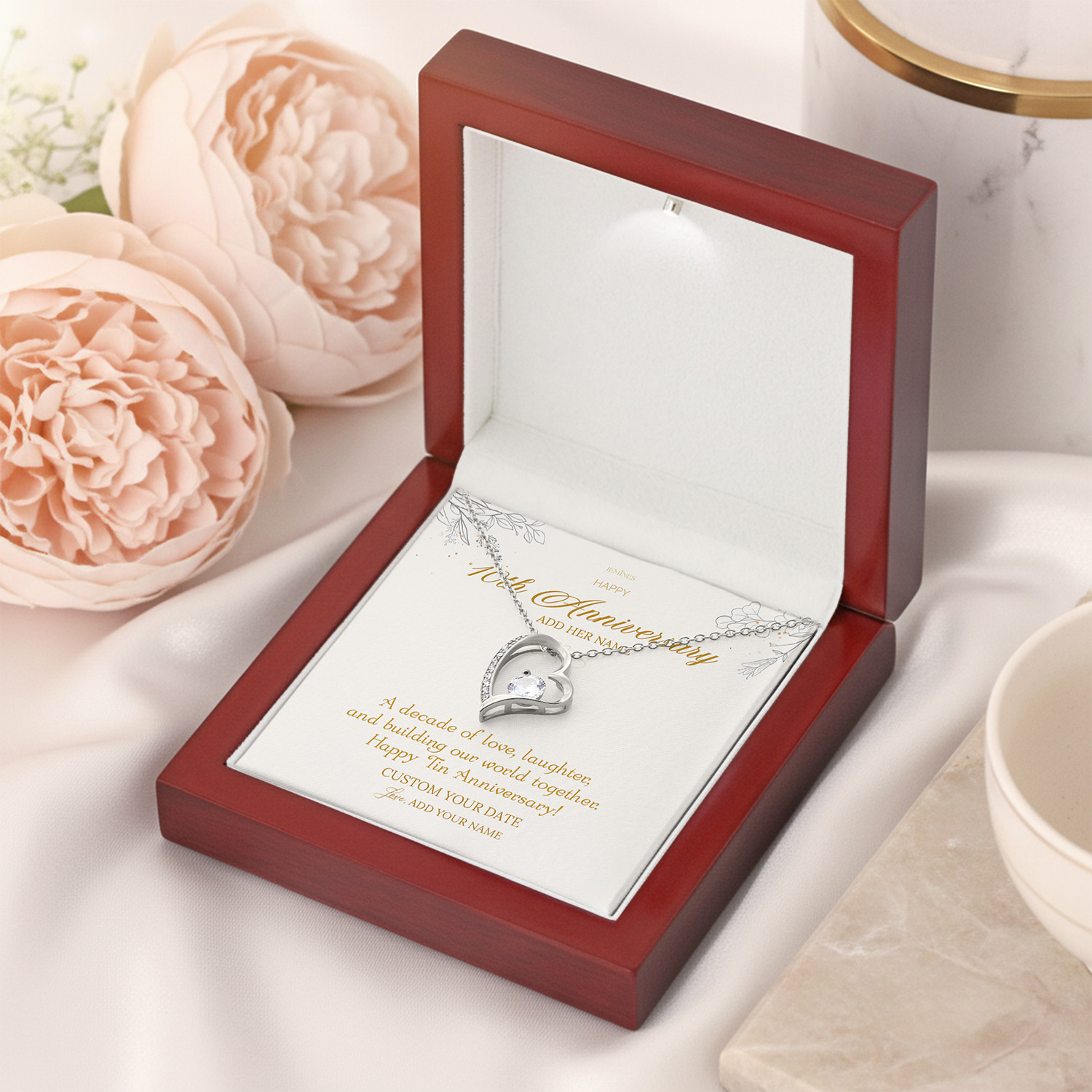Alternative view of Happy 10th Anniversary Necklace Personalized Gifts