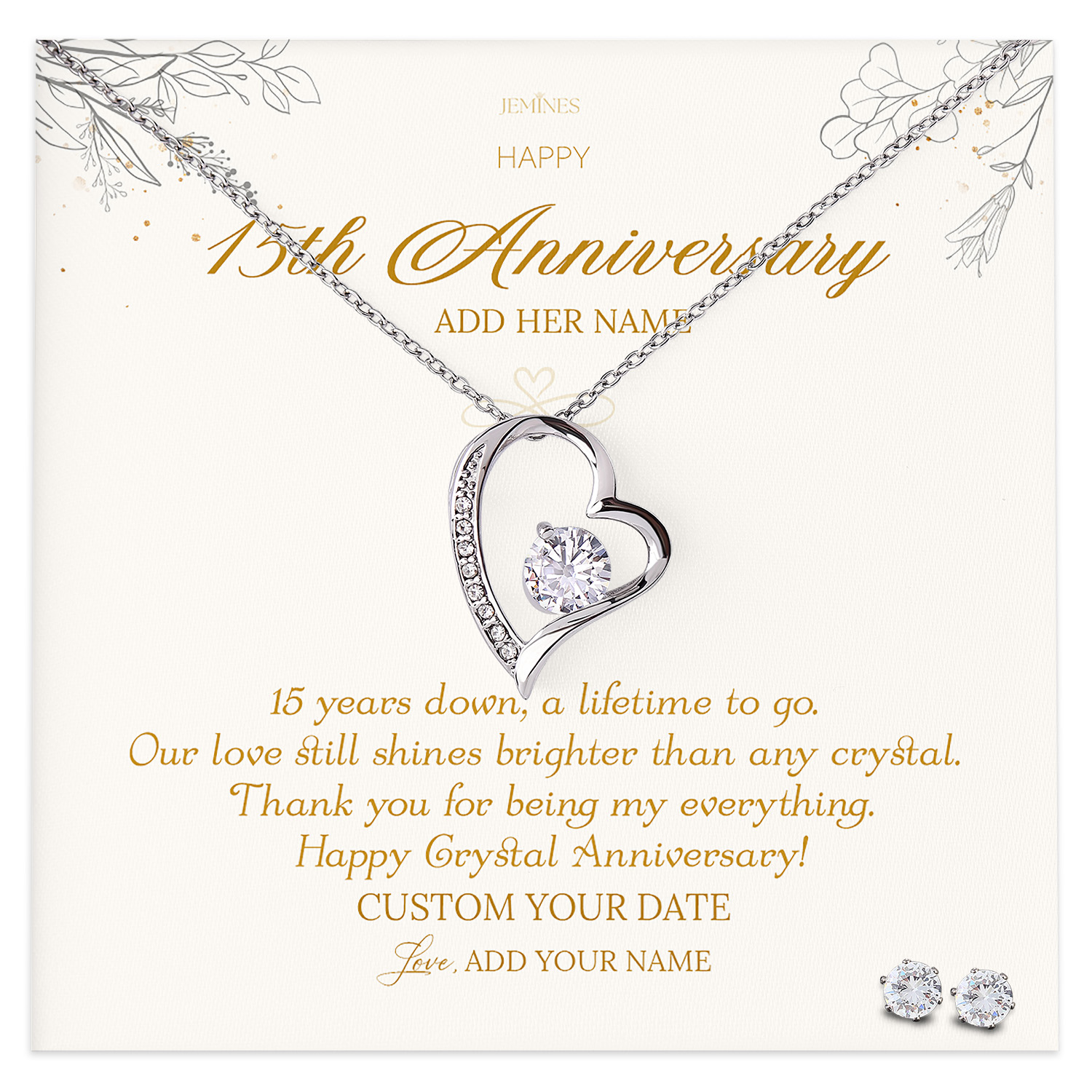 Happy 15th Anniversary Necklace Gifts