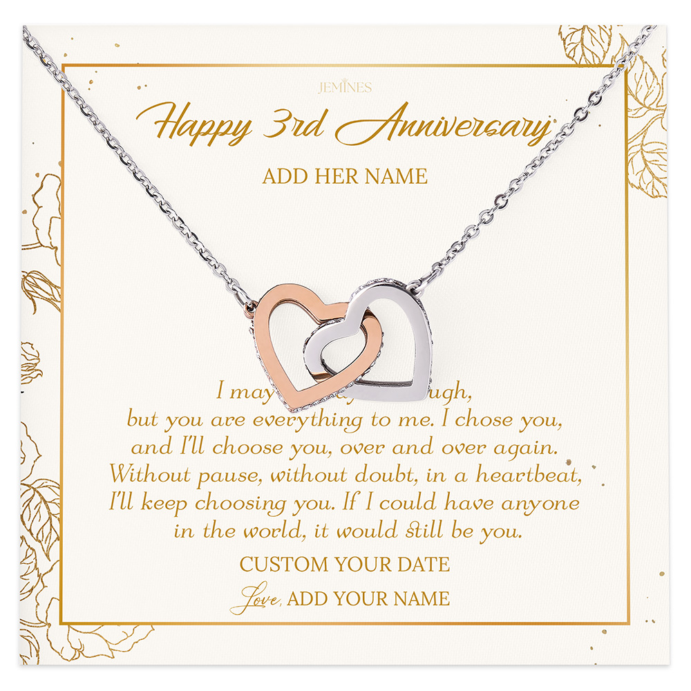 Happy 3rd Anniversary Necklace Gifts