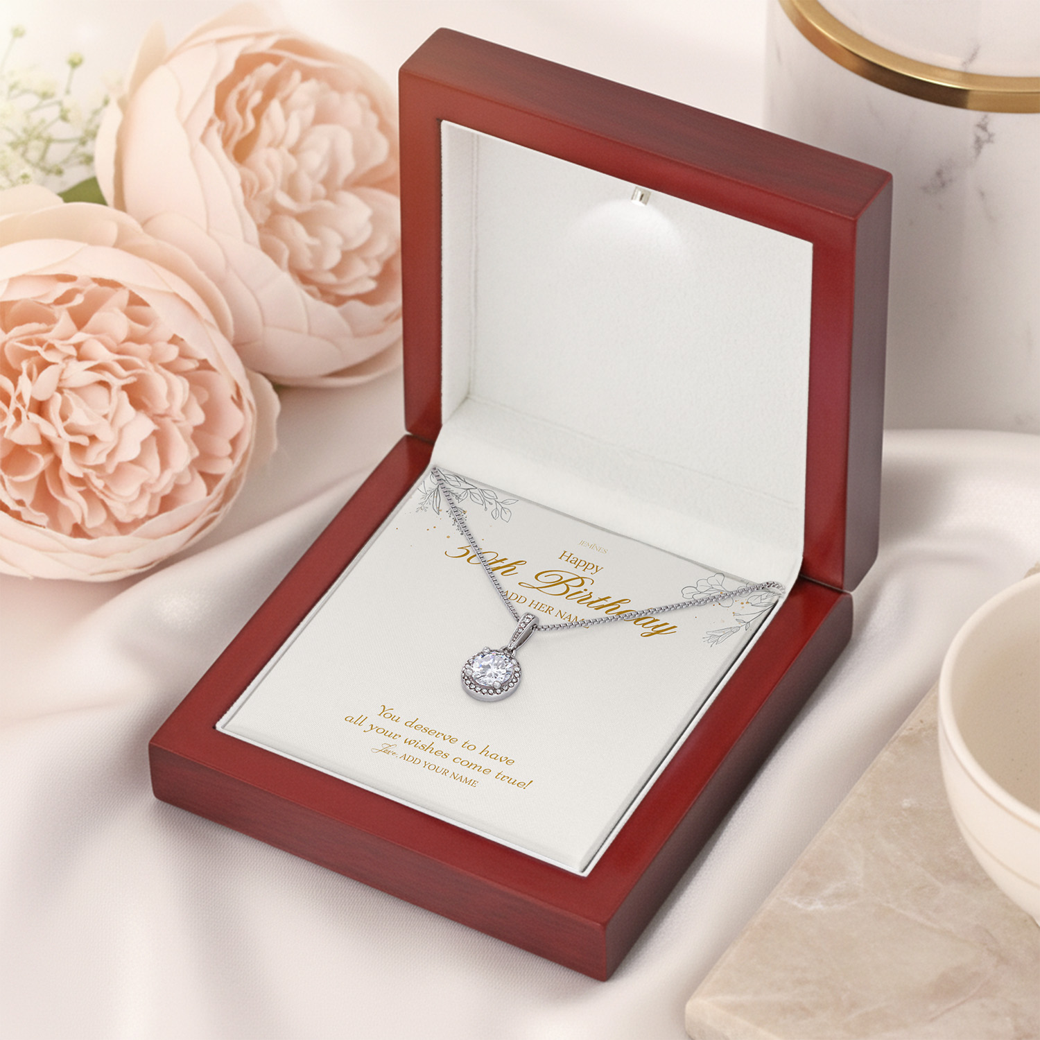 Alternative view of Happy 50th Birthday Necklace Personalized Gifts