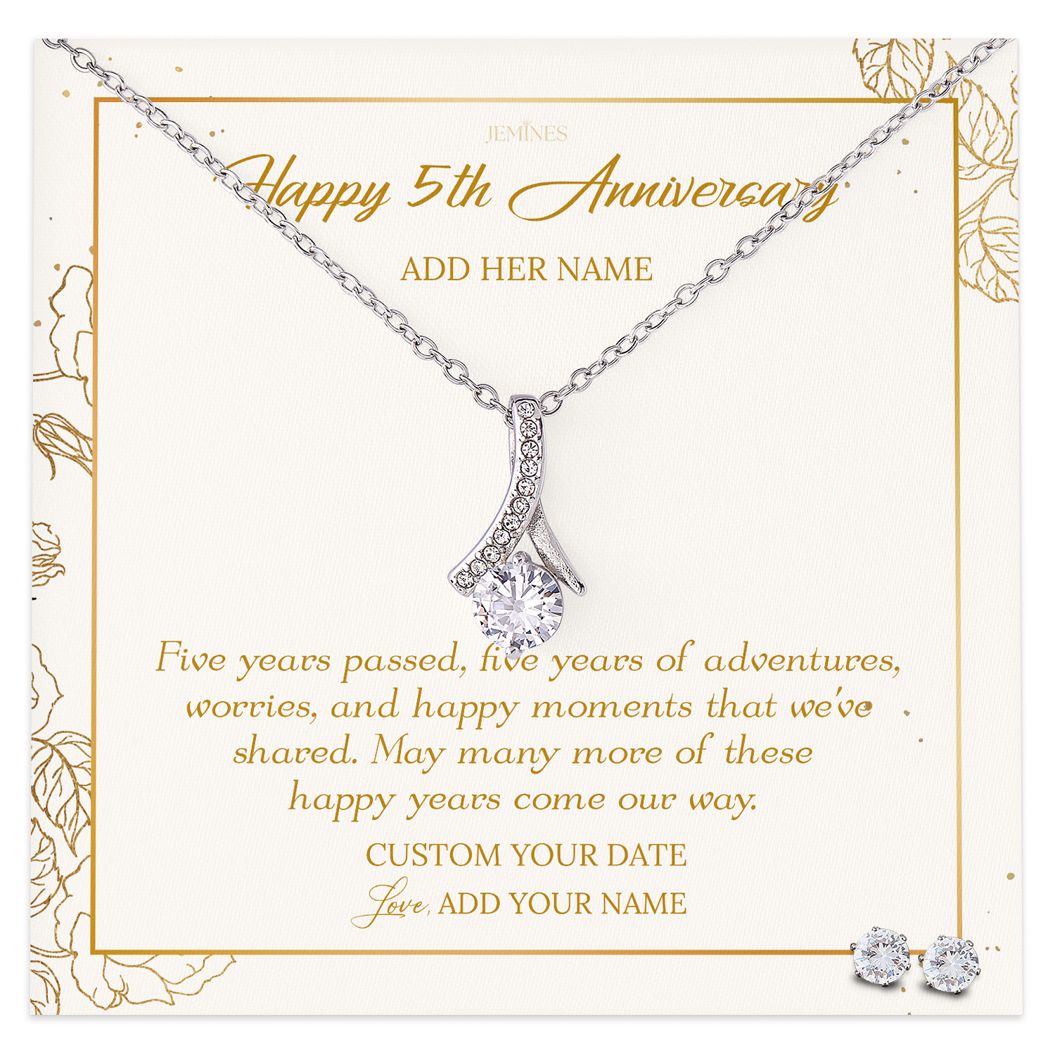 Happy 5th Anniversary Necklace Gifts