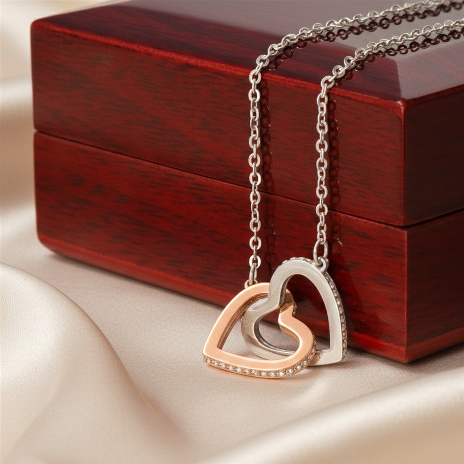 Interlocking Hearts Necklace with Meaningful Message Card Gifts