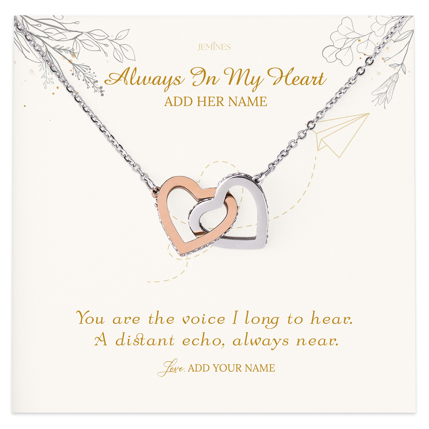 Long Distance Necklace with Message Card Gifts