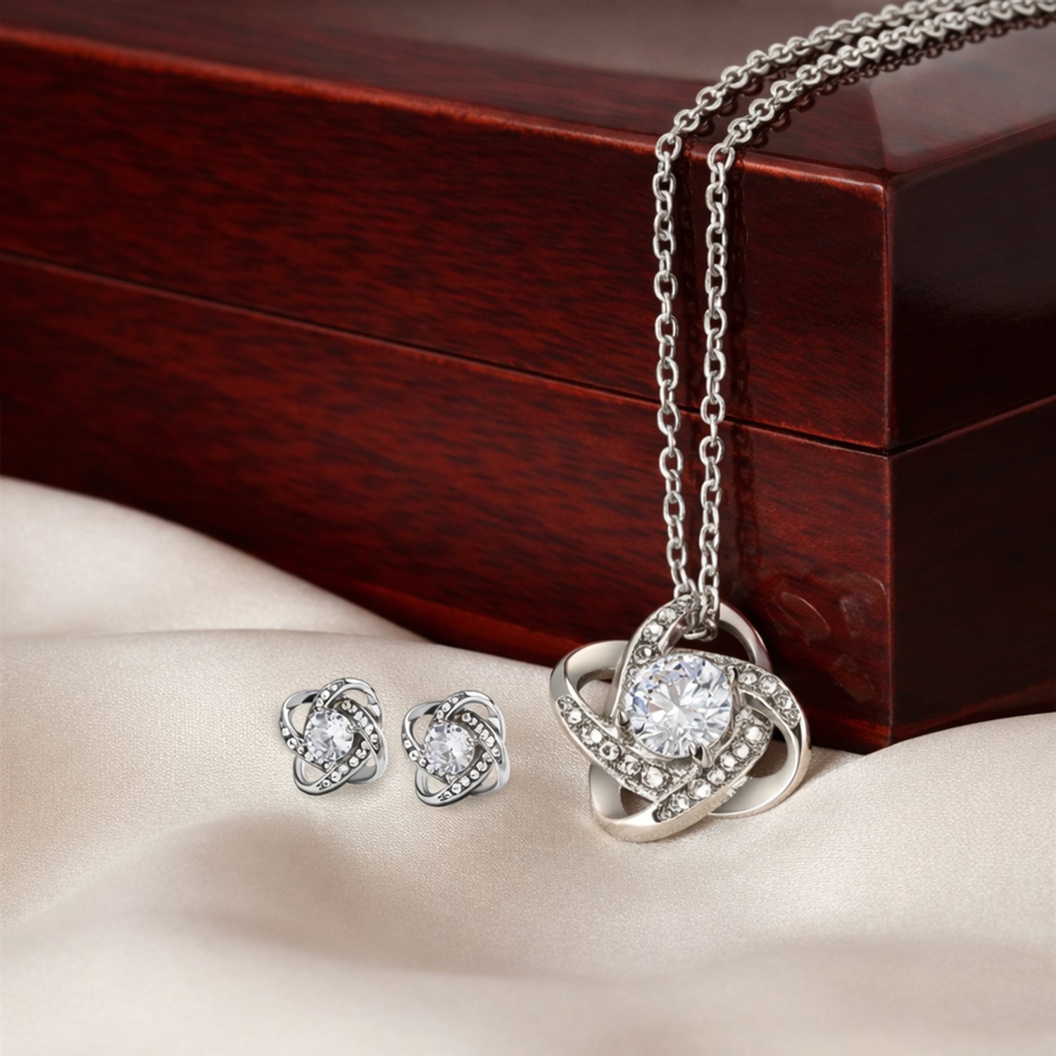 Love Knot Set Necklace with Meaningful Message Card Gifts