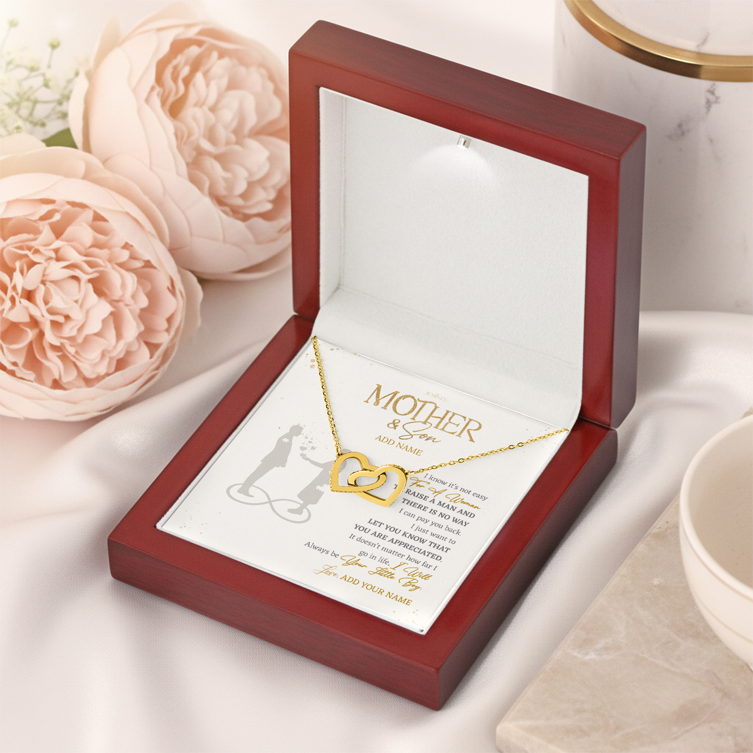 Alternative view of Mother Son Necklace Personalized Gifts