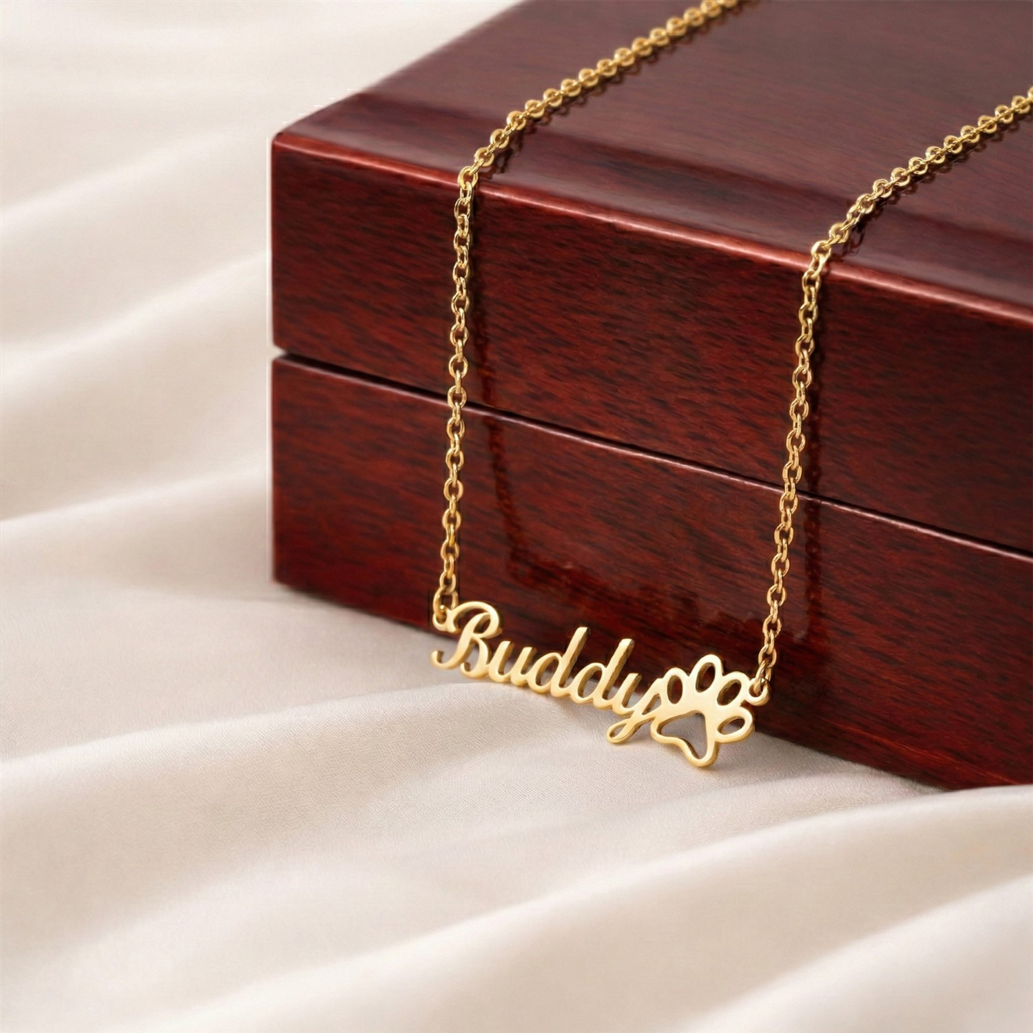 Pawsome Name Gold Necklace Personalized Gifts