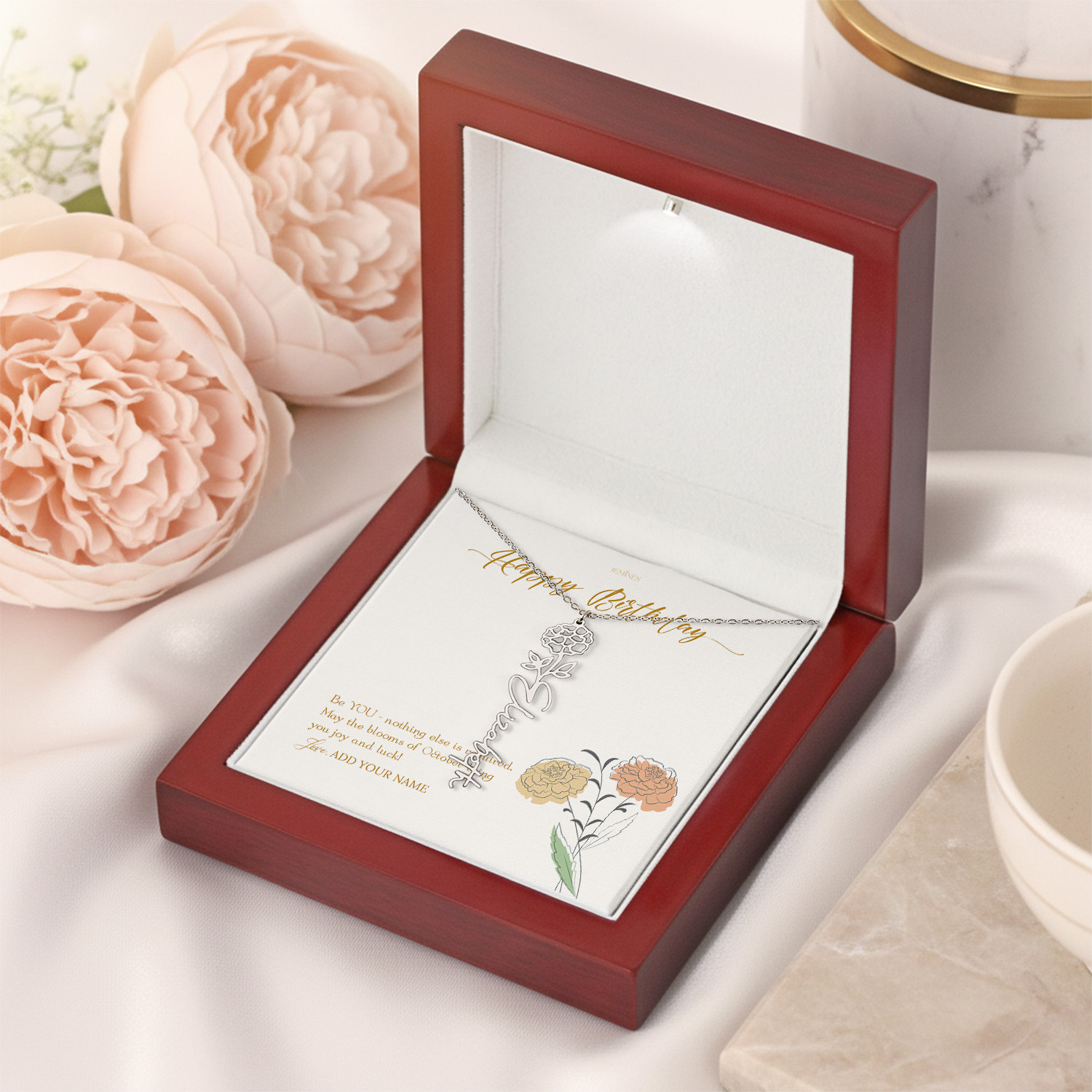 Alternative view of October Birth Month Flower Necklace Gifts