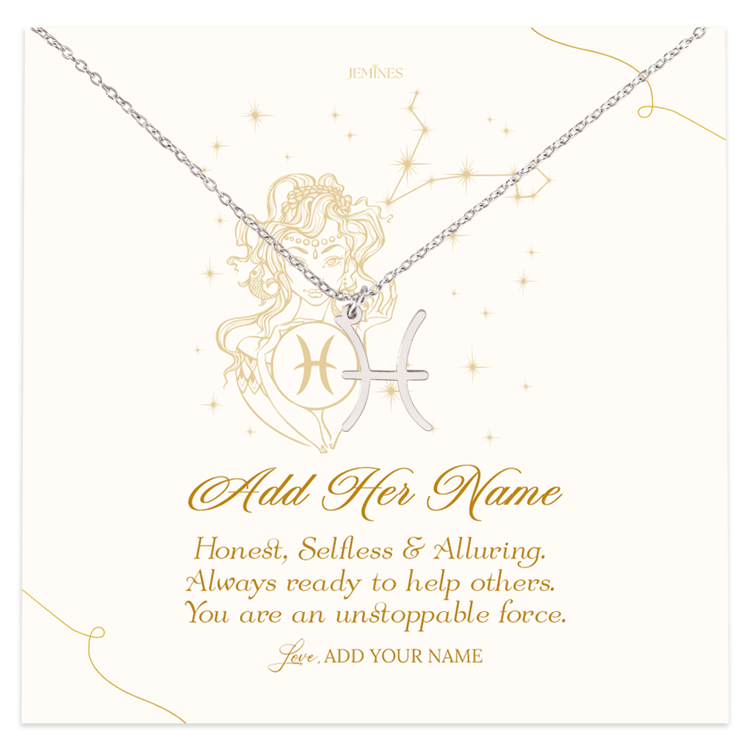 Pisces Zodiac Necklace Personalized Gifts