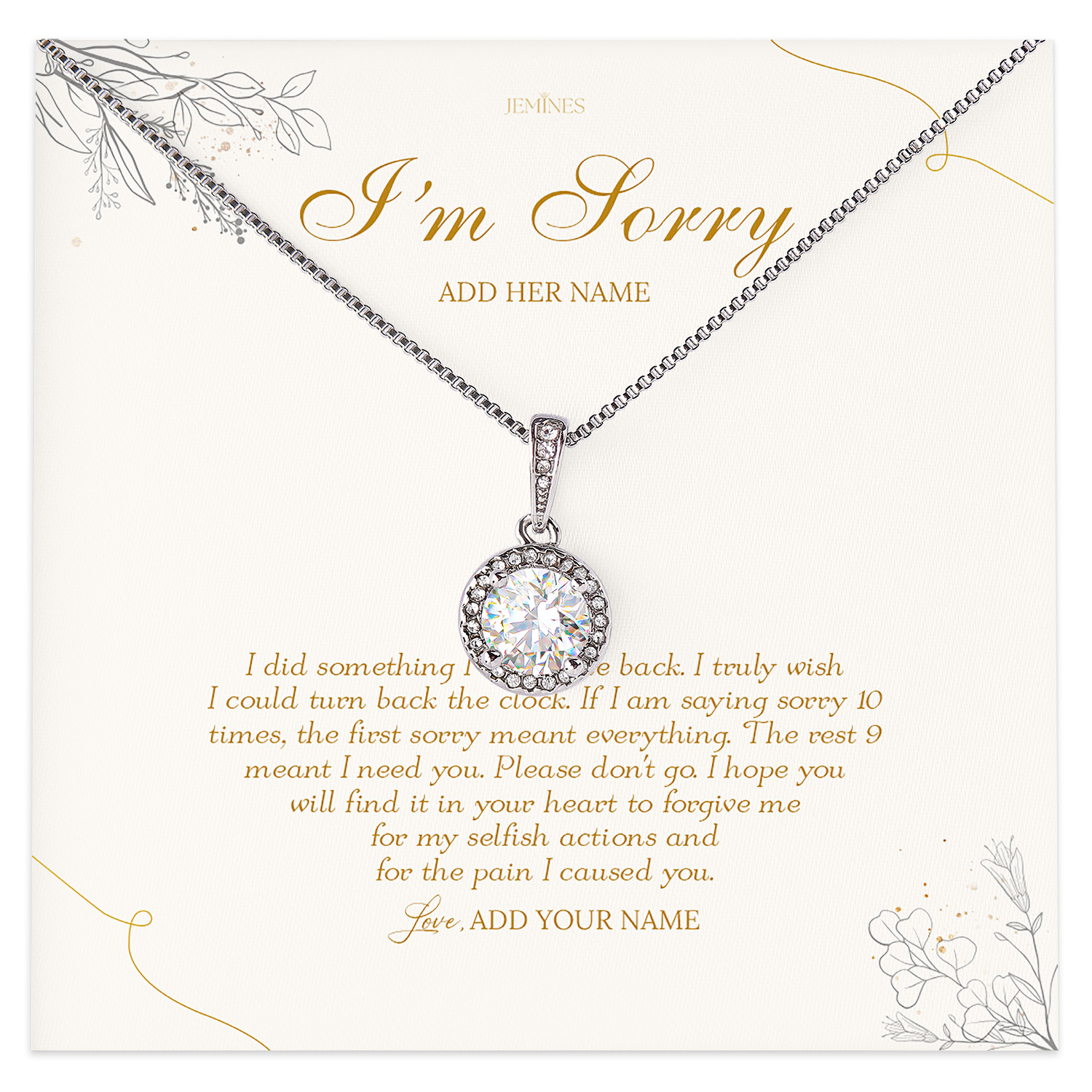 Sorry Necklace with Message Card Gifts