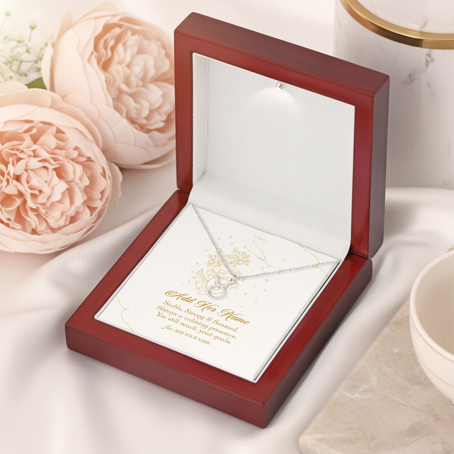 Alternative view of Taurus Zodiac Necklace Personalized Gifts