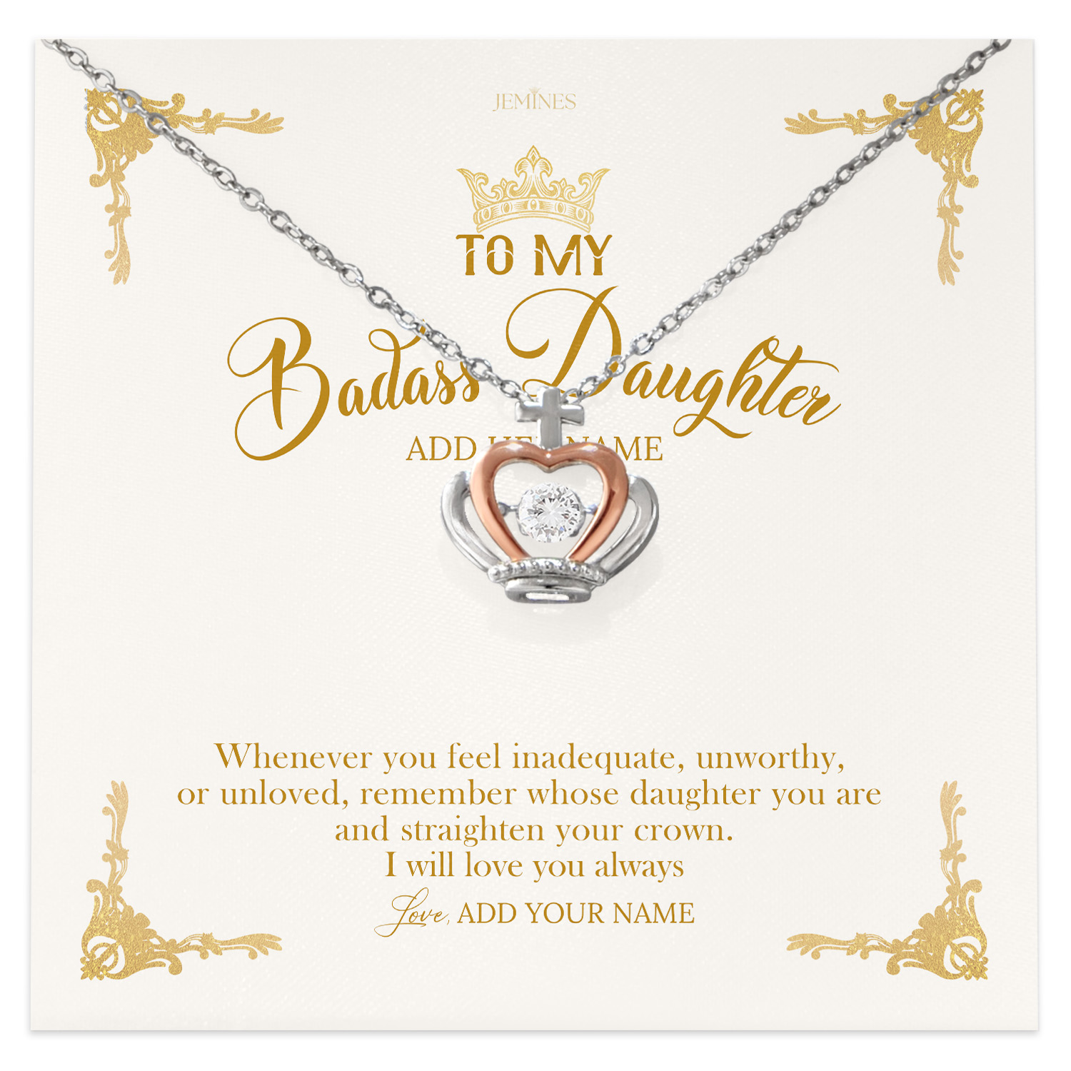 To My Badass Daughter Necklace Gifts