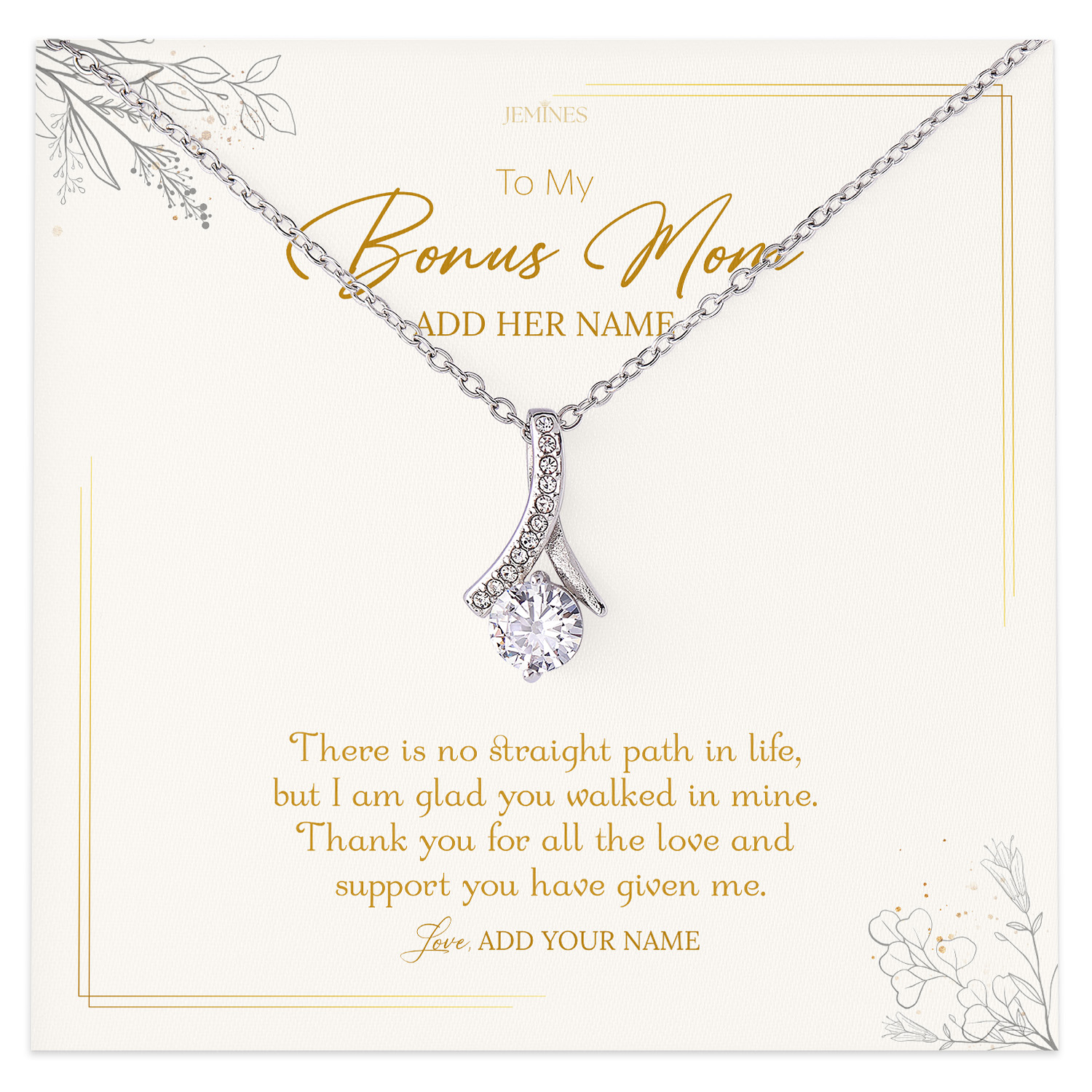 To My Bonus Mom Necklace Personalized Gifts