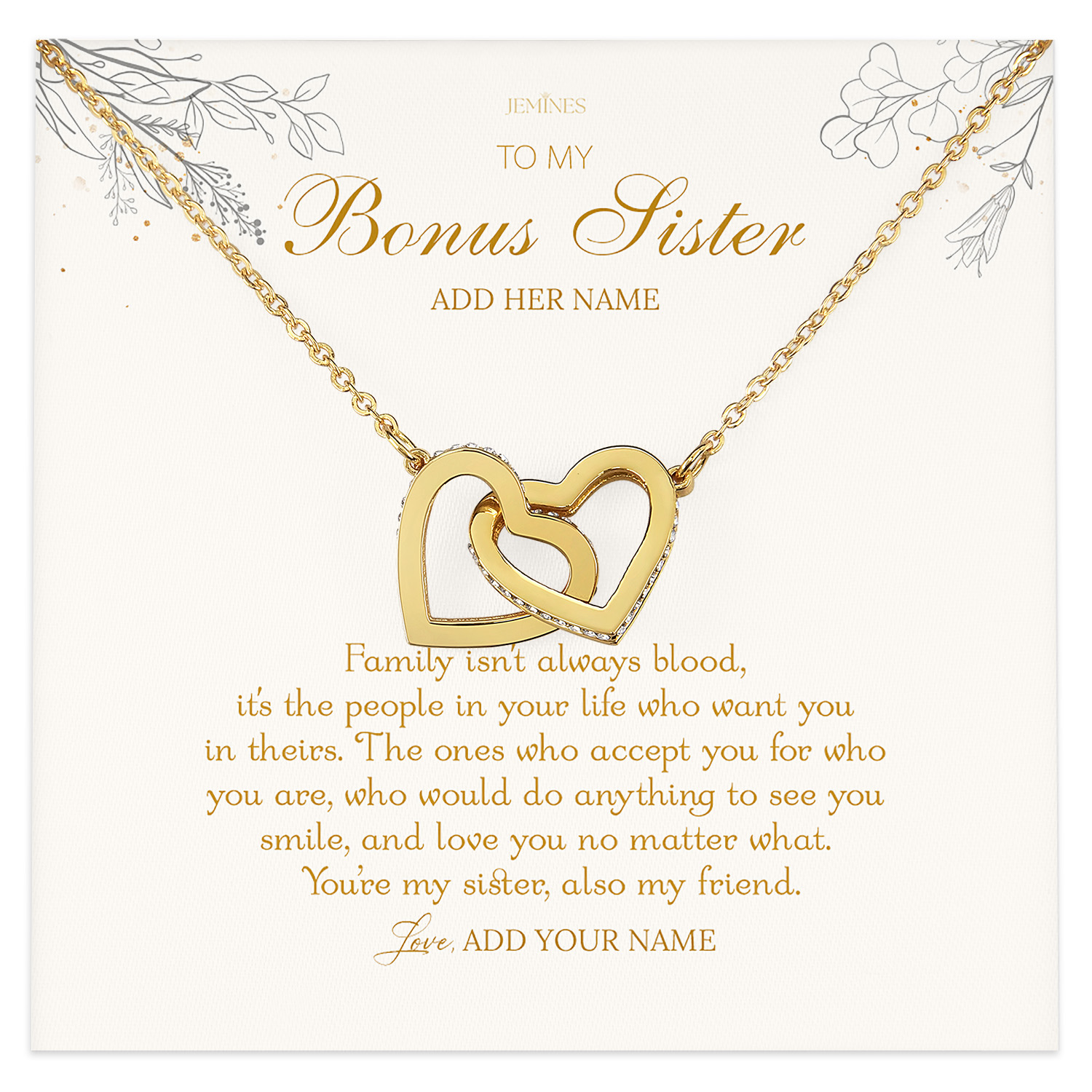 To My Bonus Sister Necklace Personalized Gifts